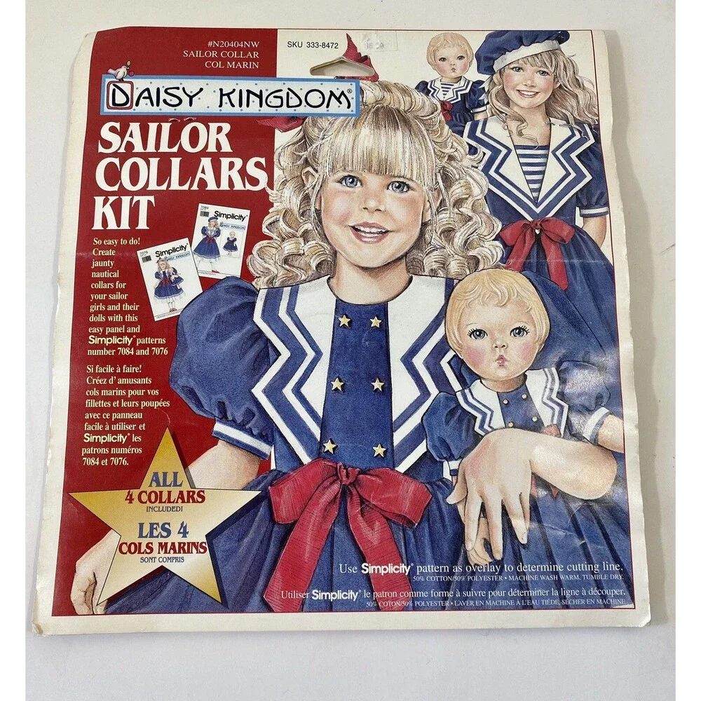 Sailor Collar Kit Girls Dolls with Fabric Retired 1996 in Package Daisy Kingdom